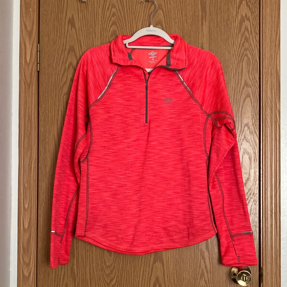 Umbro Pink and Gray Quarter-Zip Pullover